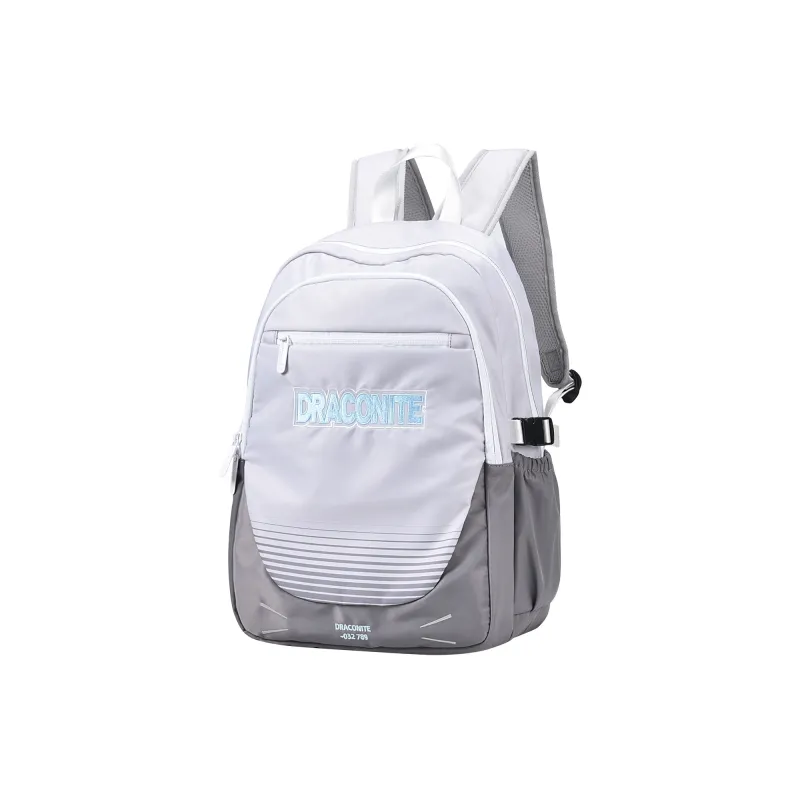 DRACONITE Polyester Students Backpack Regular Unisex Gray White-1
