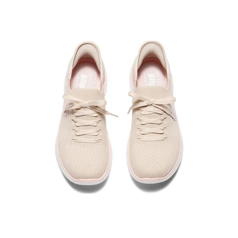 Skechers Non slip Lightweight Low Top Casual Shoes Women's Beige Pink-2