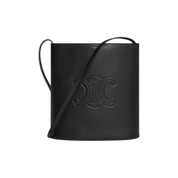 CELINE Calfskin Bucket Bag, Shoulder Bag Small Size Men's Black