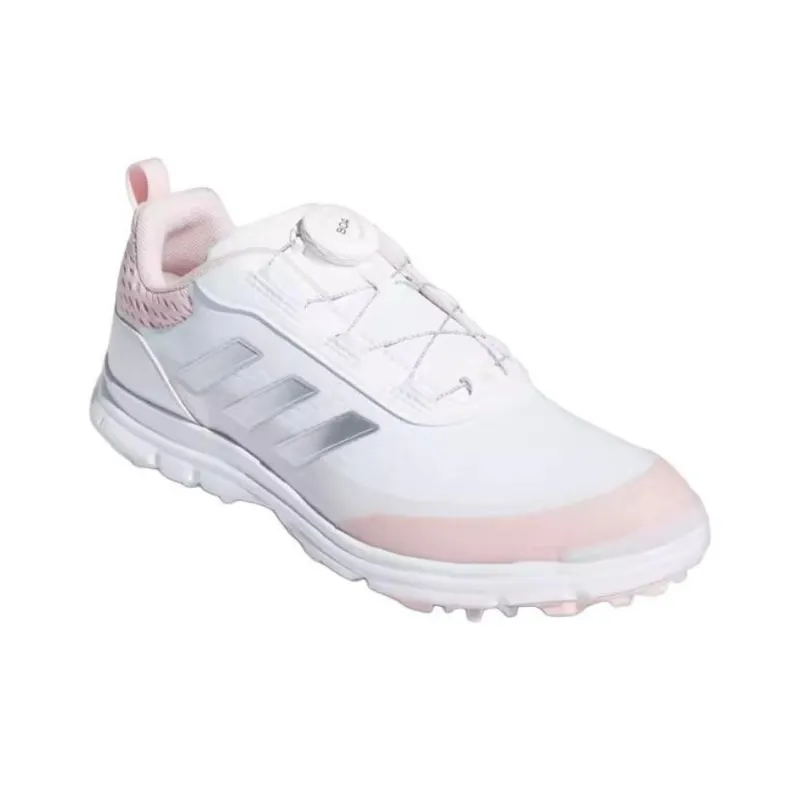 Adidas Cushioning Slip Resistant Low Top Golf Shoes Women's White Pink-2