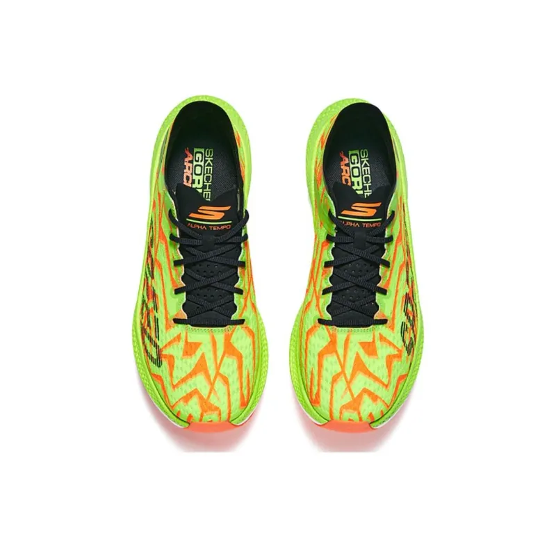 Skechers MEN'S GO Durable Breathable Low Top Marathon Running Shoes Men's Green Orange-2