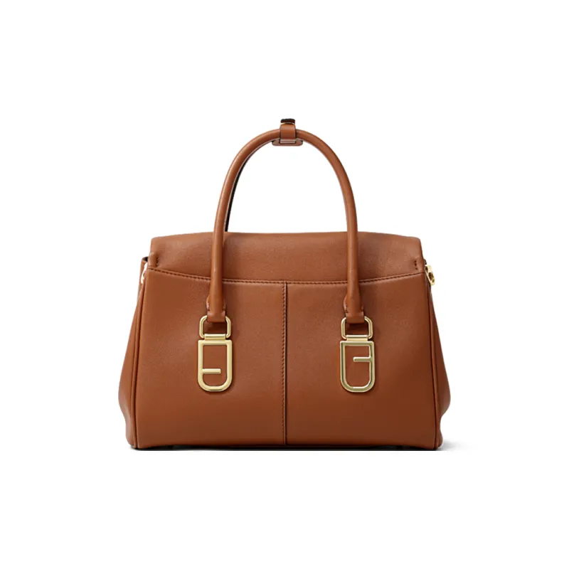 FION Top Grain Cow Leather One Shoulder Handbag Women's Brown-2