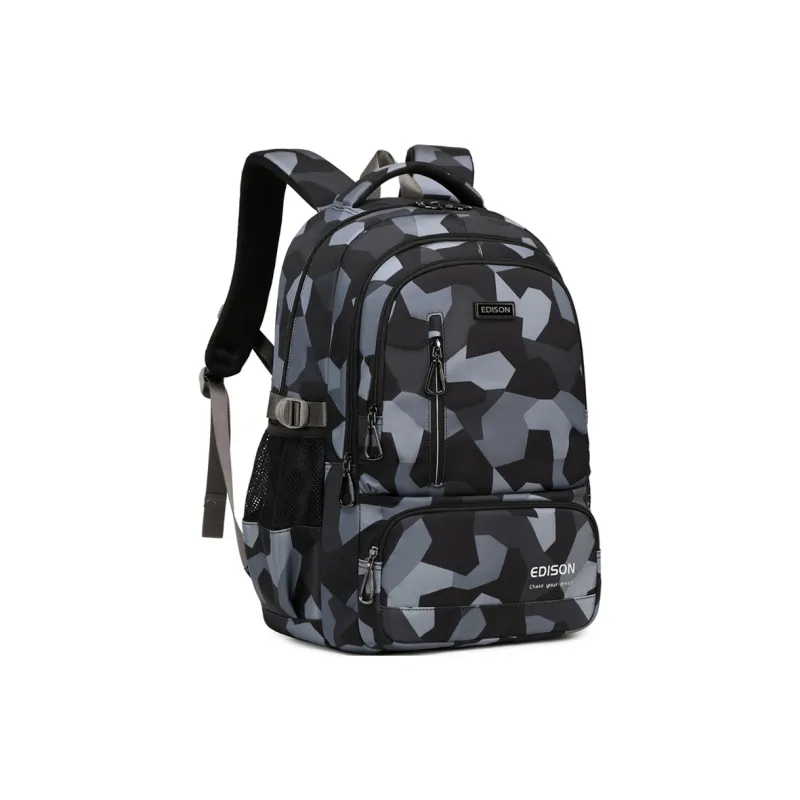 EDISON Water Repellent Oxford Fabric Casual Backpack Medium Size Men's Camouflage Black/Camouflage Blue-1
