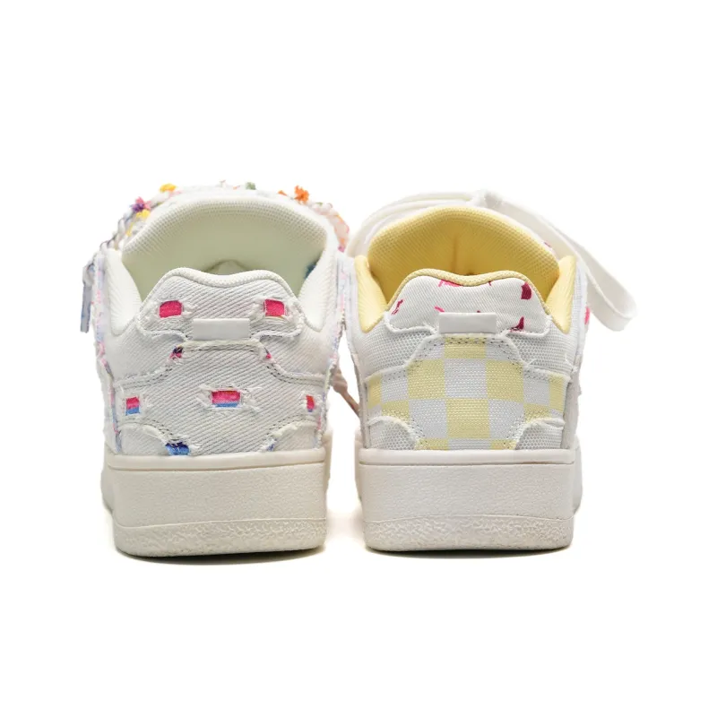 Circle small Skateboard Shoes Unisex Low Top White-5