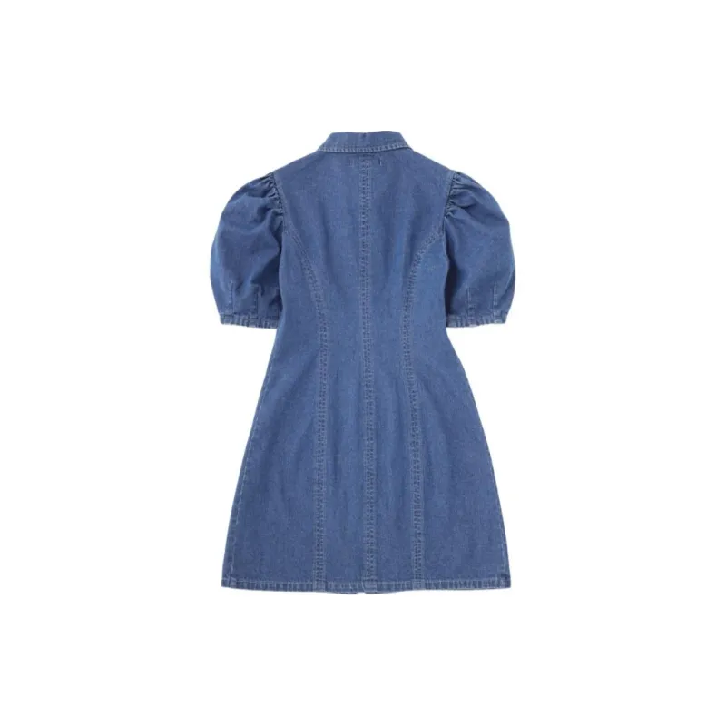 MOUSSY Short Sleeved Dresses Women's Blue-1