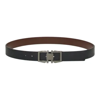 FERRAGAMO Calfskin Leather Belts Men's Black Width  3cm