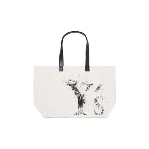 Yohji Yamamoto Calfskin With Cotton Tote Bag Shopping Bag Shoulder Bag Handbag Women's White