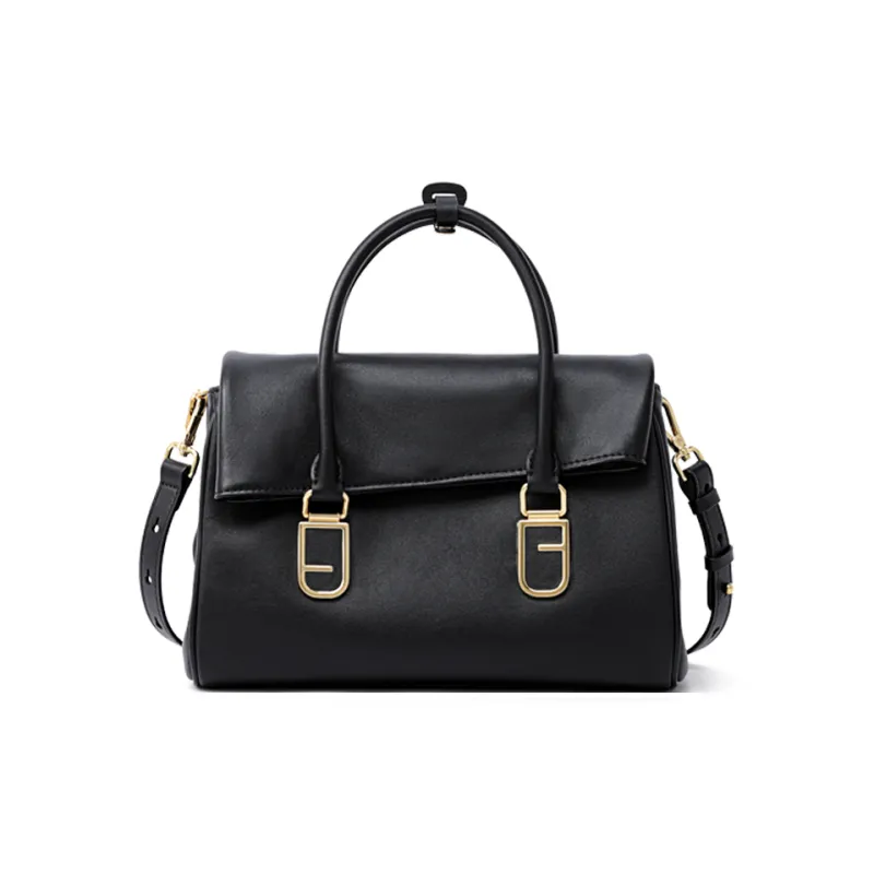 FION Top Grain Cow Leather One Shoulder Handbag Women's Brown-5
