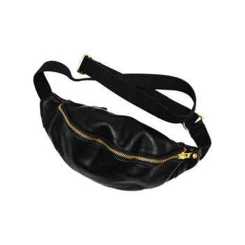 DOSRFINI Top Grain Cow Leather Fanny Pack Small Size Unisex Black/Jasper/Brown Yellow/Coffee