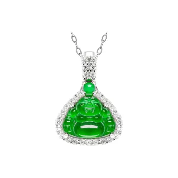 Princess Cui Ice Glutinous S925 Silver Jadeite Buddha Necklace Women's