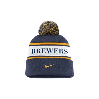 Nike Milwaukee Brewers Team Stripe Peak Men's Nike Mlb Cuffed Pom Beanie