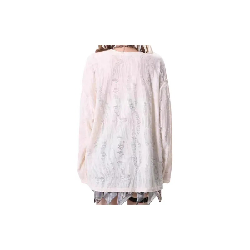 ABCMININ Drop Shoulder Sleeve T Shirt Women's Ecru-1