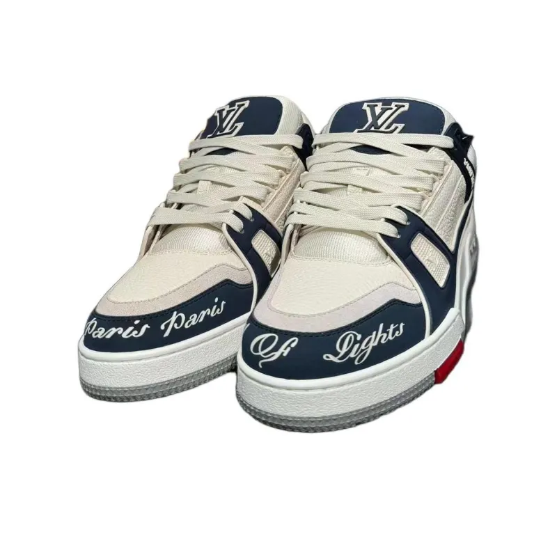 LOUIS VUITTON Paris Limited Olympics Limited Edition Low Top Skateboard Shoes Unisex White Blue-2