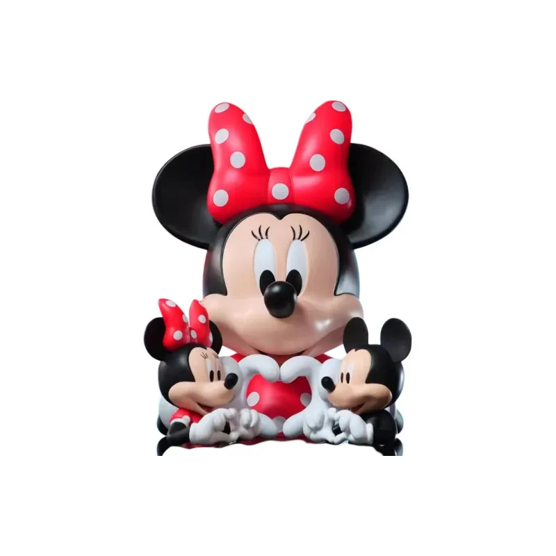 Disney Mickey Mouse Minnie Mouse Heart Half Bust Statue Chibi Figures 9.4cm-2