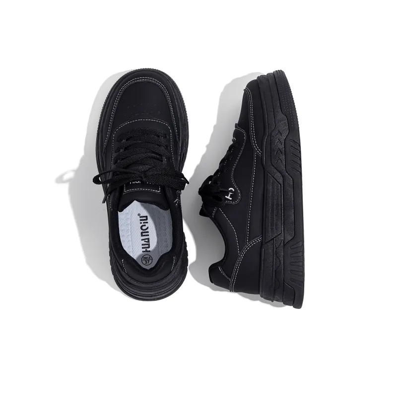 HUANQIU Abrasion Resistant Low Top Skateboard Shoes Women's Black-6