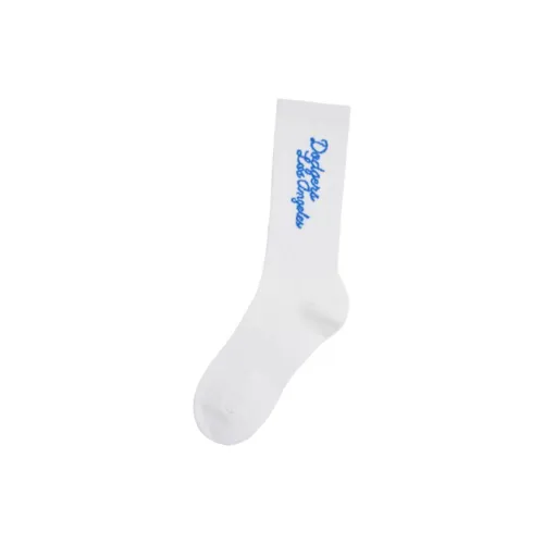 MLB Monogram Los Angeles Dodgers Mid Calf Socks Unisex 1 Pack White