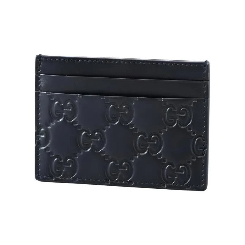GUCCI Leather Card Holder Card Holder Women's Black-1