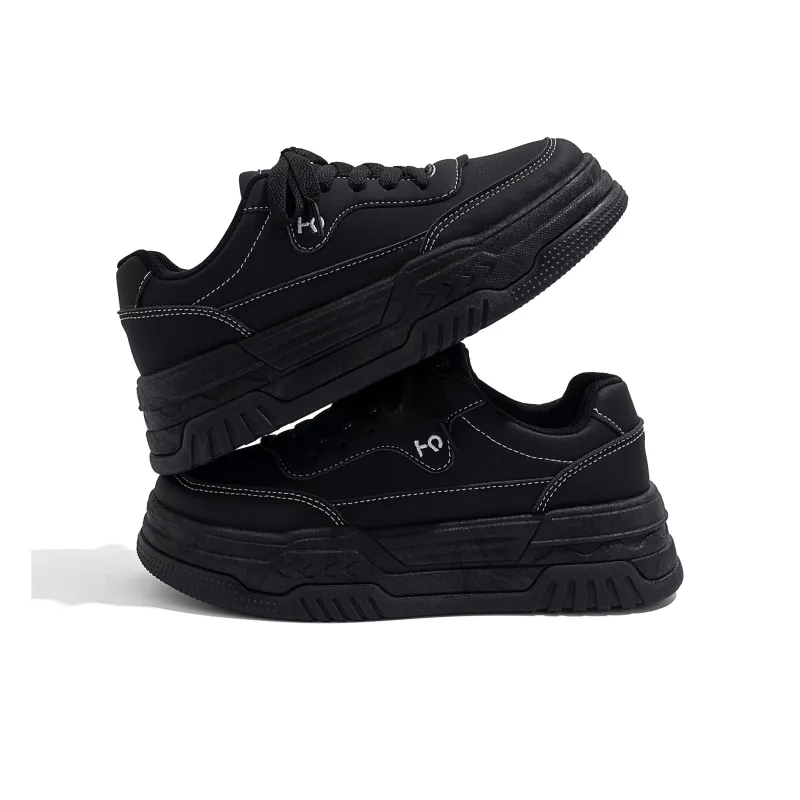 HUANQIU Abrasion Resistant Low Top Skateboard Shoes Women's Black-2