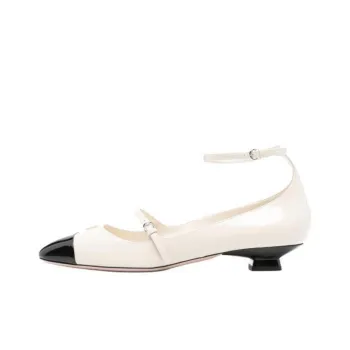 MIU MIU Flat Mary Jane Shoes Women's Beige