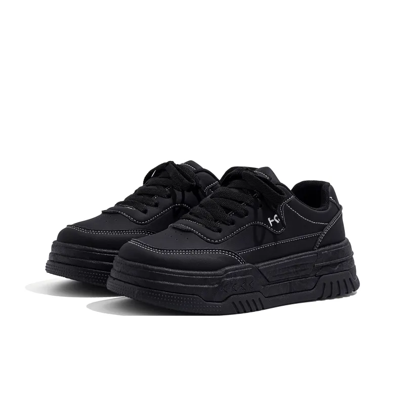 HUANQIU Abrasion Resistant Low Top Skateboard Shoes Women's Black-3