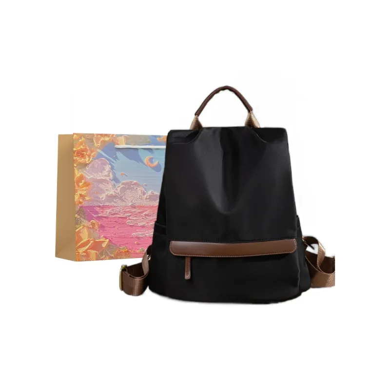 BRINCH Nylon Backpack Apricot & Brown/Apricot Gray/Versatile Black-3