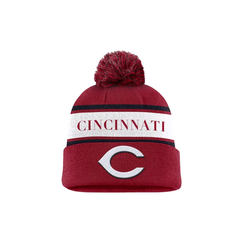 Nike Cincinnati S Team Stripe Peak Men's Nike Mlb Cuffed Pom Beanie-0