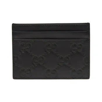 GUCCI Leather Card Holder Card Holder Women's Black
