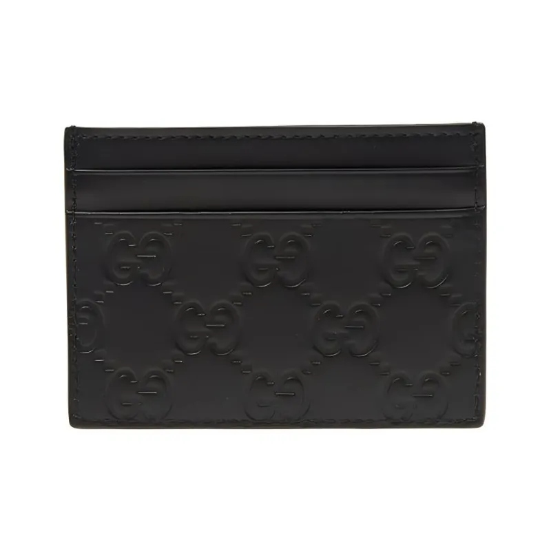 GUCCI Leather Card Holder Card Holder Women's Black-0