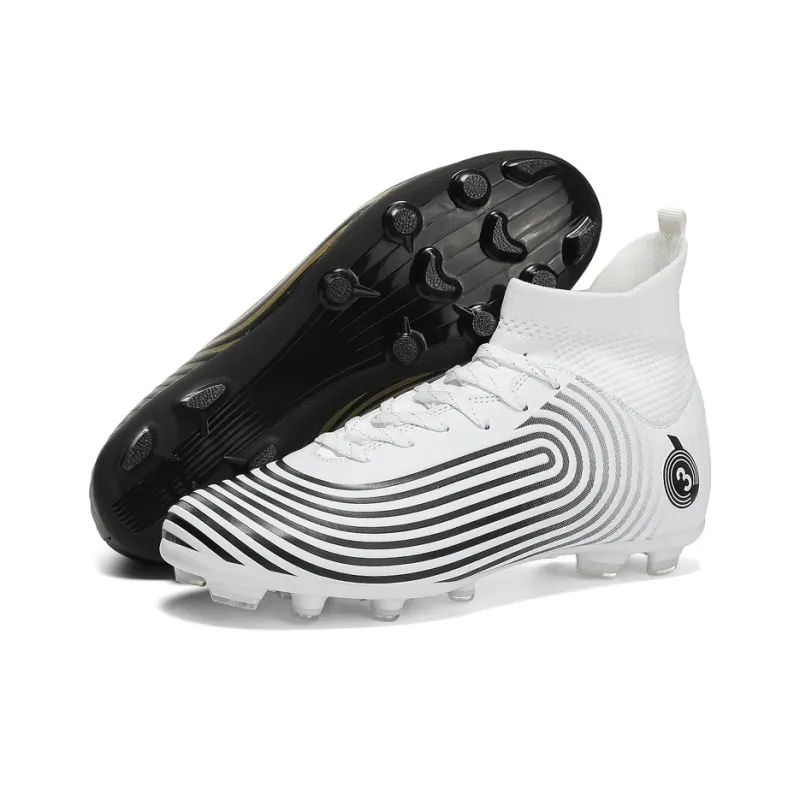 Kuding Soccer Shoes Unisex High Top Rose Red/Black/White/Mismatched Black White-21