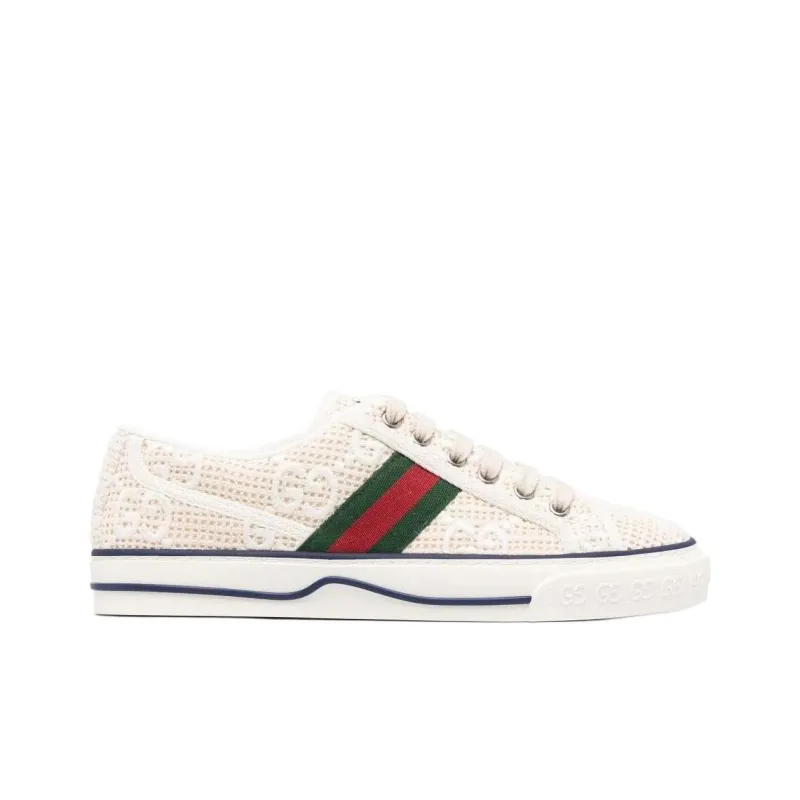 GUCCI Tennis 1977 Stylish Skateboarding Shoes Women's Ecru-1