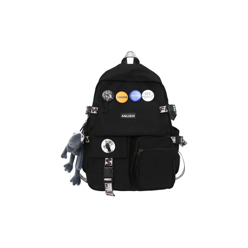 BAODIDAISHU Nylon Backpack Regular Unisex Gray & White/Pure Black/Blue & White//Black & White-4