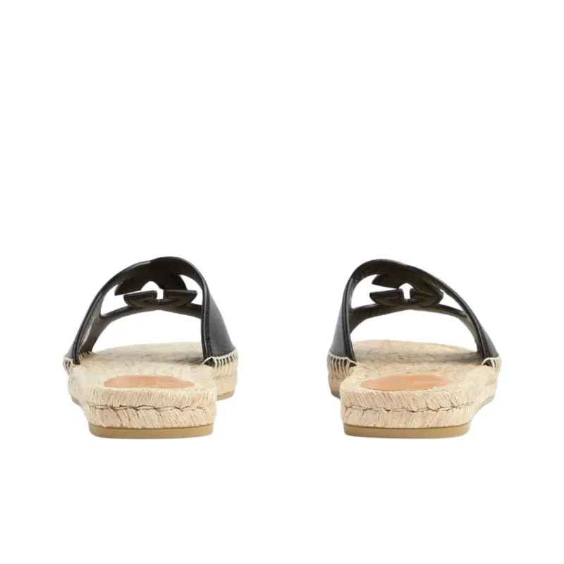 GUCCI Interlocking G Cut Out Espadrille Sandal 'Black'-4