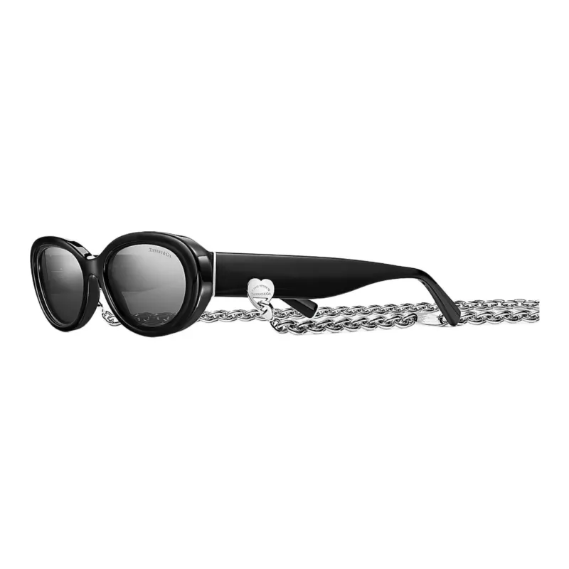 TIFFANY & CO. Acetate Oval Sunglasses Unisex Black-2