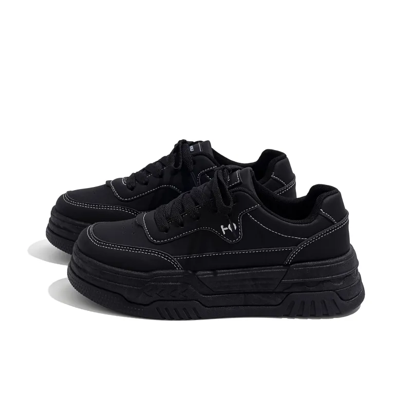 HUANQIU Abrasion Resistant Low Top Skateboard Shoes Women's Black-1
