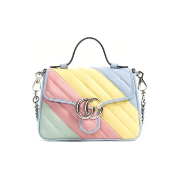 GUCCI Marmont Cow Leather Messenger Bag Chain Portable Crossbody Bag Shoulder Bag Mini Women's Multicolor