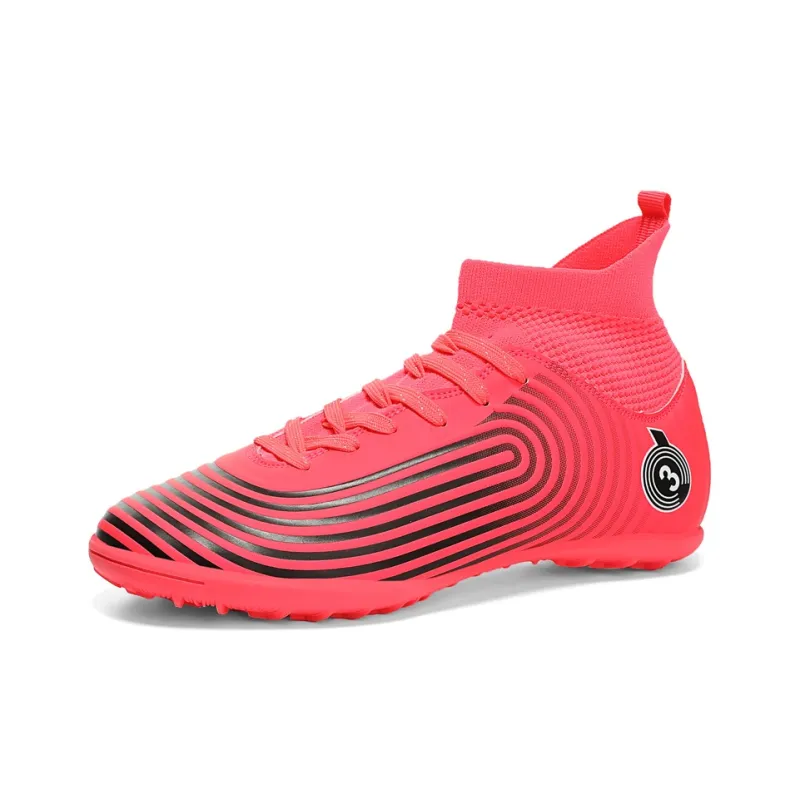 Kuding Soccer Shoes Unisex High Top Rose Red/Black/White/Mismatched Black White-26