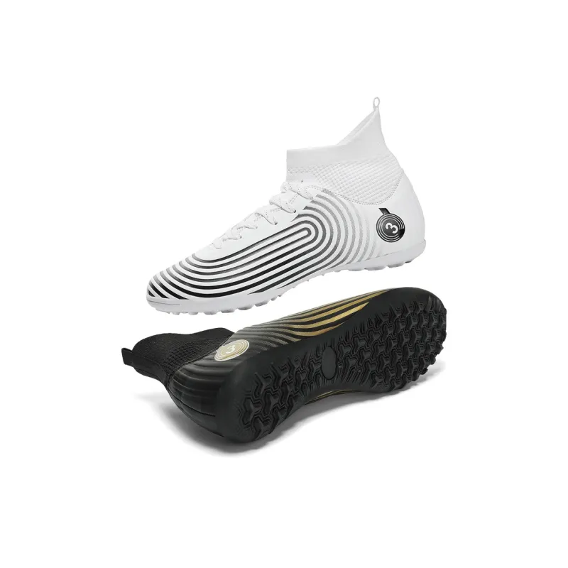 Kuding Soccer Shoes Unisex High Top Rose Red/Black/White/Mismatched Black White-42