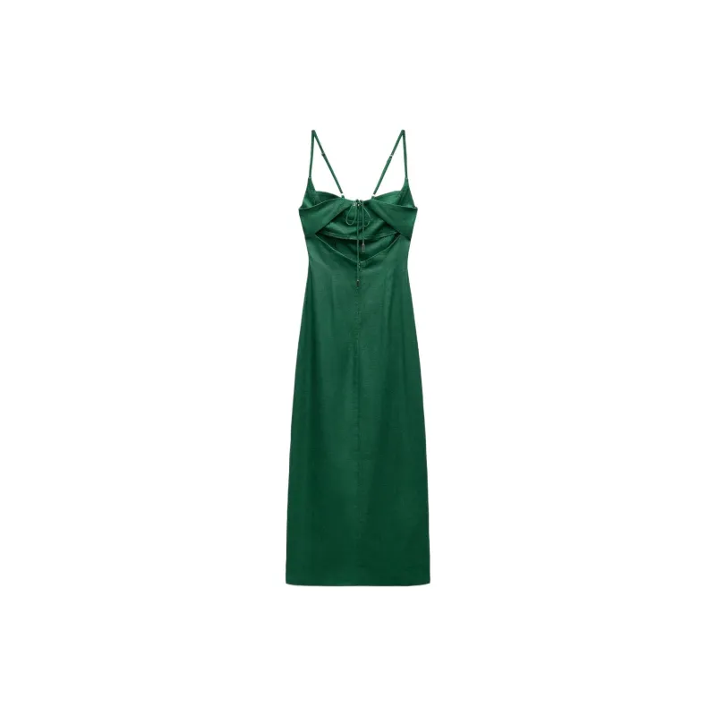 ZARA Slip Dresses Women's Green-1