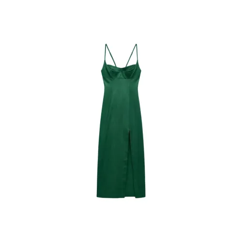 ZARA Slip Dresses Women's Green