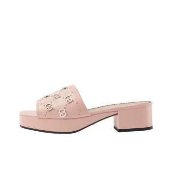 GUCCI Interlocking Slide Slippers 4cm Women's Light Pink