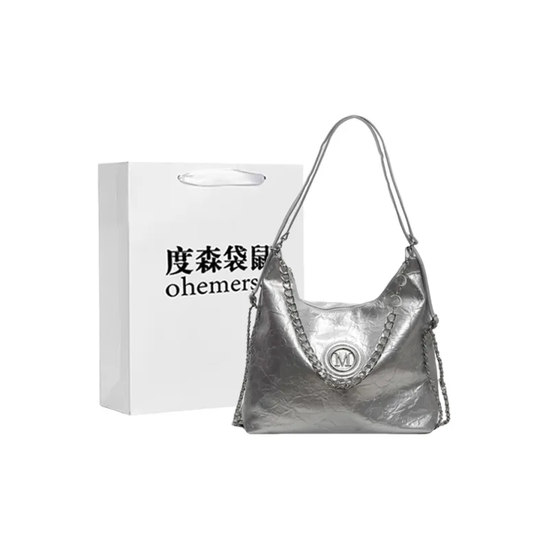Dusen Kangaroo PU Shoulder Bag, Crossbody Bag Unisex Ecru/Silver/Black/Brown-8