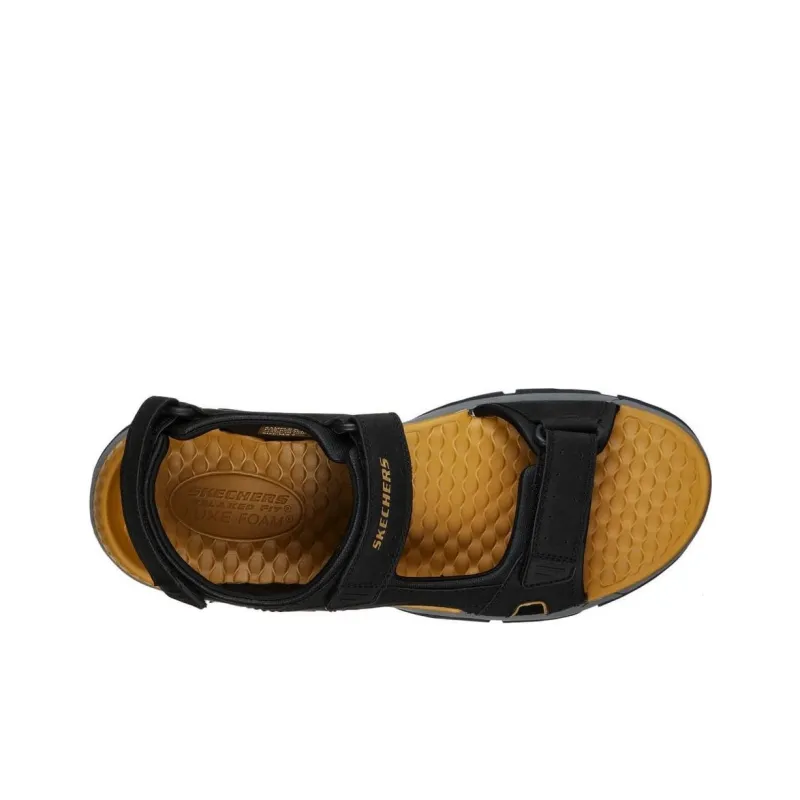 Skechers Relaxed Fit Beach Sandals Men's Black Yellow-3
