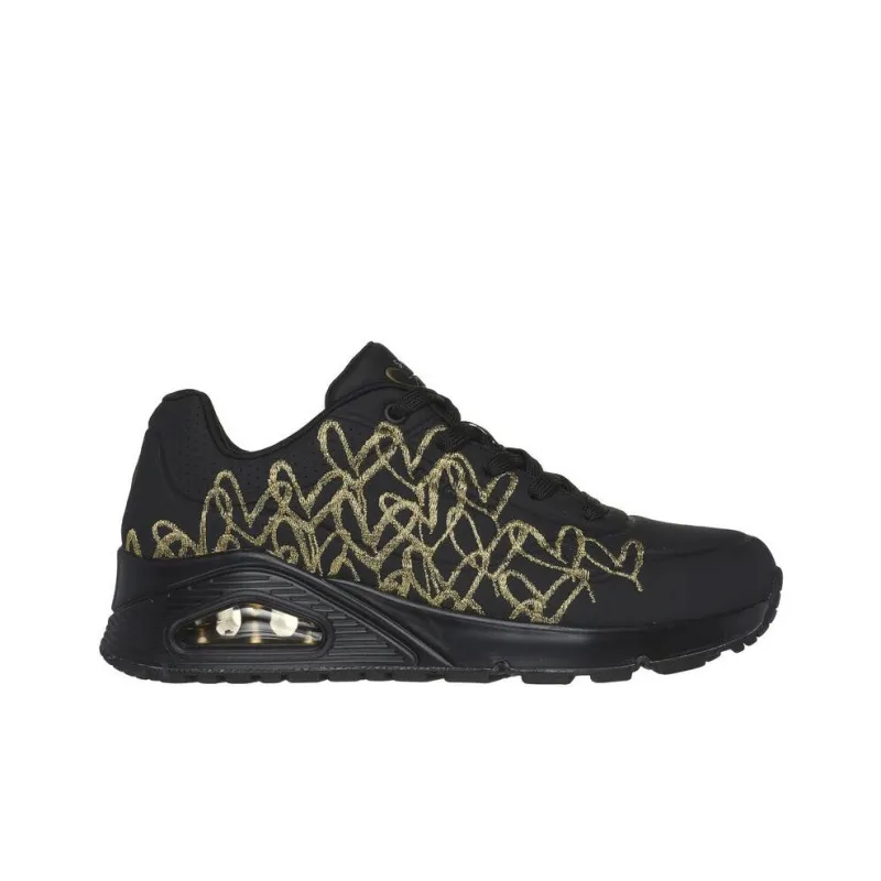 Skechers Uno Anti Slip Wear Resistant Low Top Casual Shoes Women's Black-1