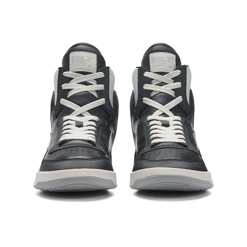 EQLZ EQUALIZER Vintage Basketball Shoes Unisex High Top Concrete Black-3