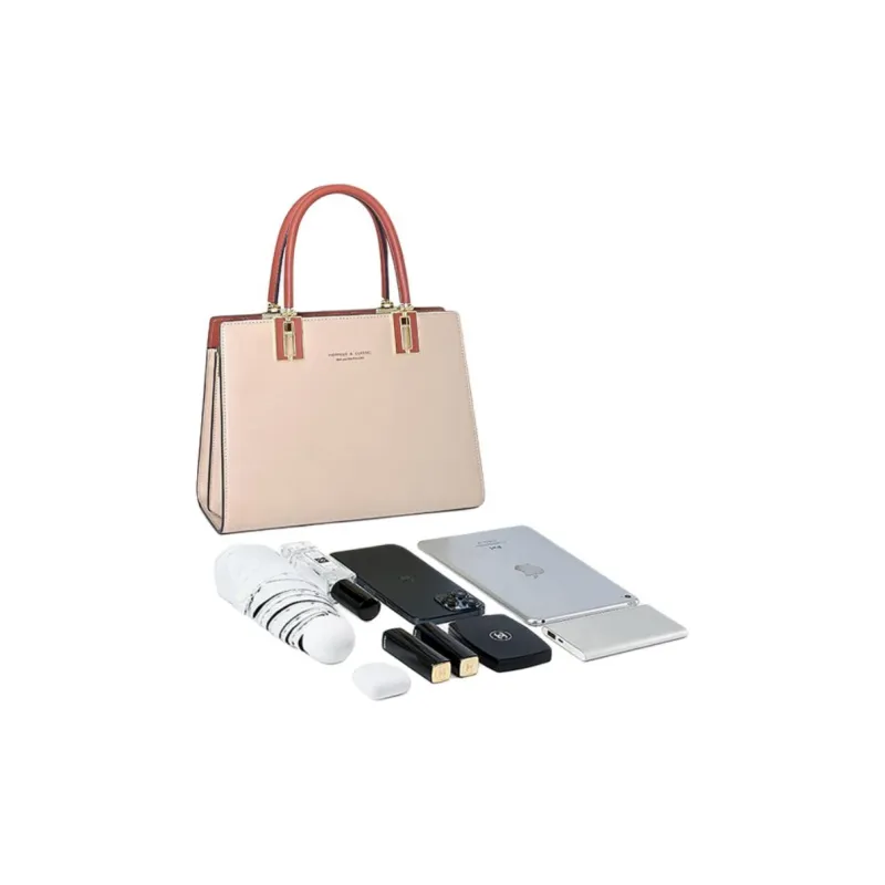 PIERPOLO Split Cow Leather Handbag, Small Square Bag, Shoulder Bag, Crossbody Bag Large Size Women's Apricot/Ecru/Blue-3