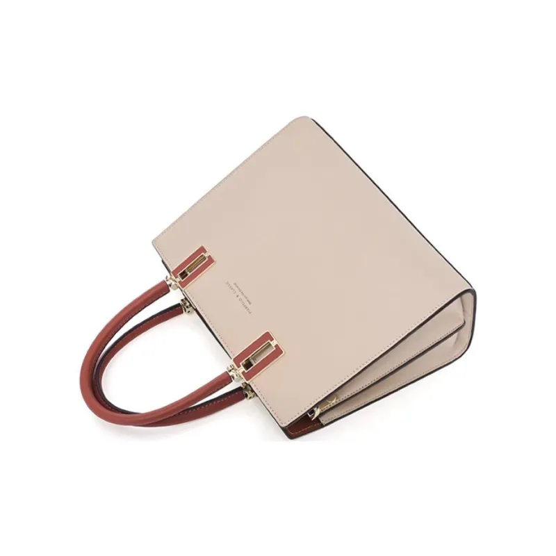PIERPOLO Split Cow Leather Handbag, Small Square Bag, Shoulder Bag, Crossbody Bag Large Size Women's Apricot/Ecru/Blue-2