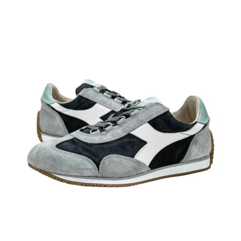 Diadora Anti Slip Wear Resistant Low Top Casual Running Shoes Unisex Gray Blue-2