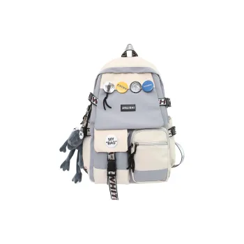 BAODIDAISHU Nylon Backpack Regular Unisex Gray & White/Pure Black/Blue & White//Black & White