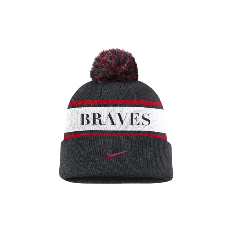 Nike Atlanta Braves Team Stripe Peak Men's Nike Mlb Cuffed Pom Beanie-1