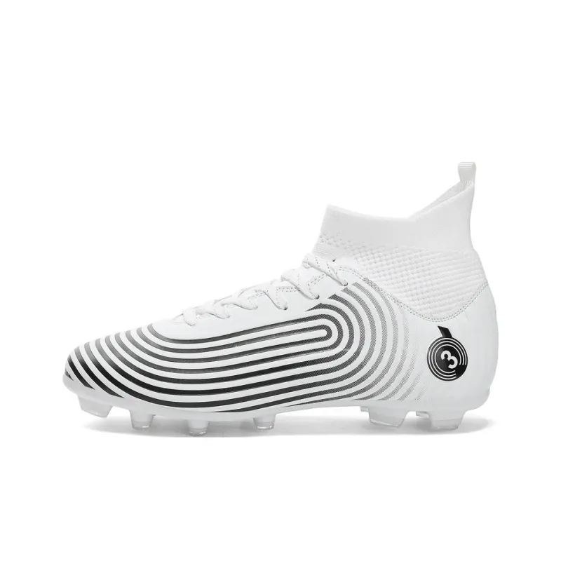 Kuding Soccer Shoes Unisex High Top Rose Red/Black/White/Mismatched Black White-16